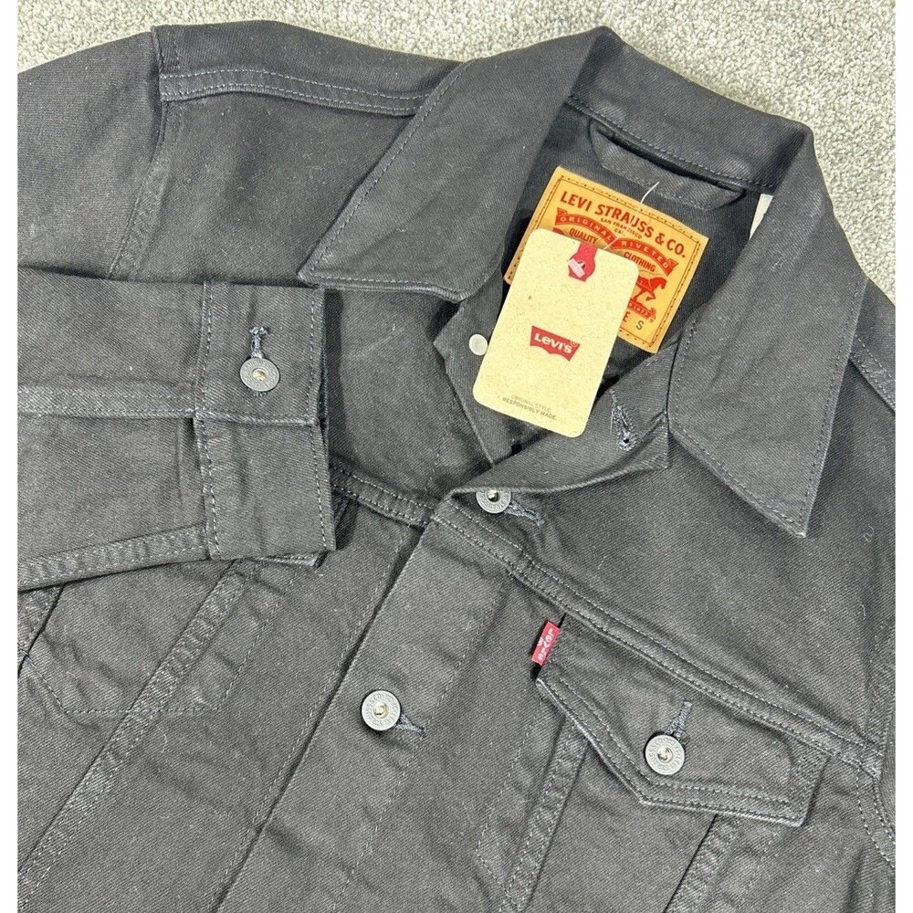 Levis Men’s Small Dark Horse Trucker Jacket Black Denim New